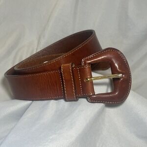 Vintage Luigi Lanatta Women's Brown Leather Belt Size 28 Made In Italy
